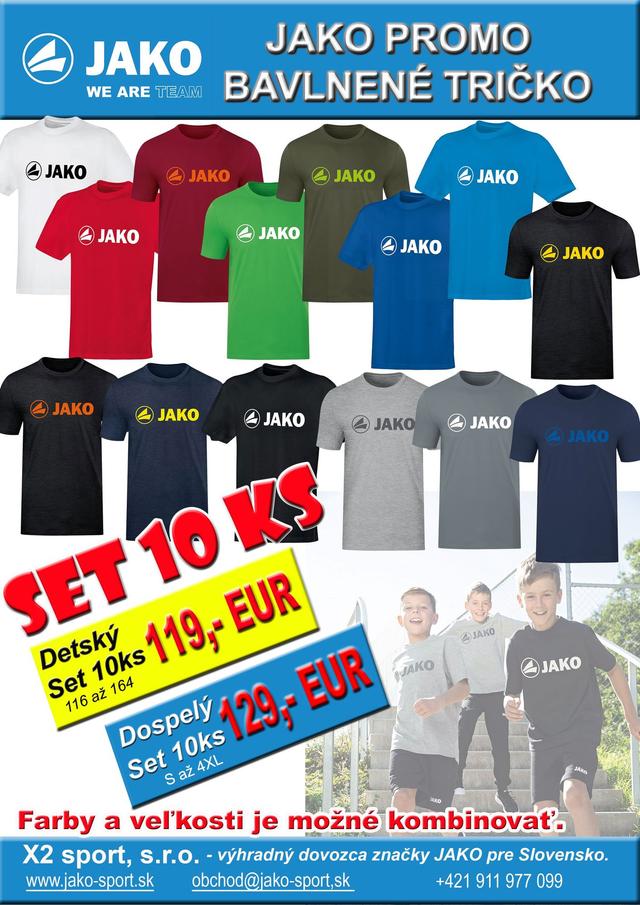 JAKO PROMO BAVLNENÉ TRIČKO - SET 10ks - S616001